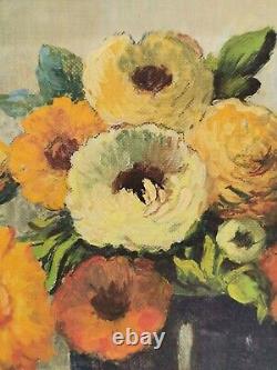 Louise Germain Baligot Art Deco Flower Bouquet original oil painting by Odin Lemaire