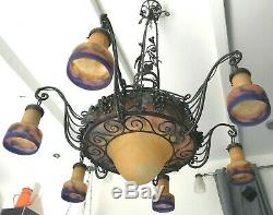 Luster Art Deco Lamp Sign Muller French Applies Degue Viti Vini Cellar