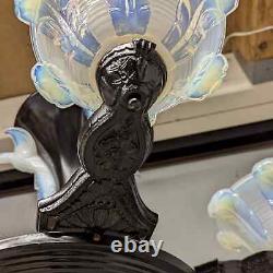 Lustre Art Déco Oiseaux Signed Ezan Glass Blue Opalescent Ancient Sabino Lalique