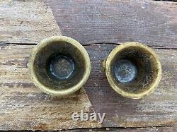 MAX LE VERRIER Rare pair of brass mortars signed typical of his style.