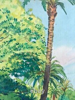 MINARTZ Tony (1870-1944) Palms in a park, Côte d'Azur. Signed watercolor