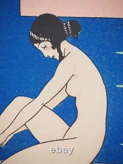 Maggy MONIER Art Deco, Bilitis, ancient poetess, signed lithograph