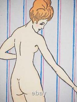 Maggy MONIER Art Deco, The Bather of 1900, Signed Lithograph and Stencil