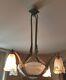 Magnificent Art Deco Chandelier Signed Gilles Glass Molded Frame And Nickel Bronze