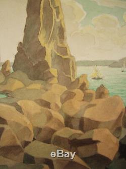 Marcel Alloueteau Drawing Landscape Art French Breton Locquirec Brittany France