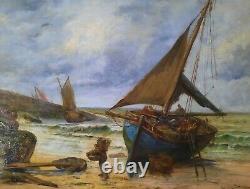 Marine Table Of Type Oil On Framed Canvas Signed Luc Marry 72cm90cm