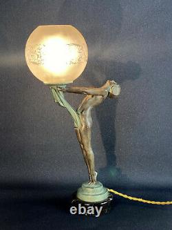 Max Le Verrier / Lamp D Epoque Art Deco / Dancer / Clarity 42 CM