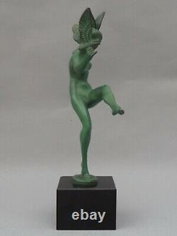 Max Le Verrier Woman / Naked Bird Dancer Signed Briand Art Deco