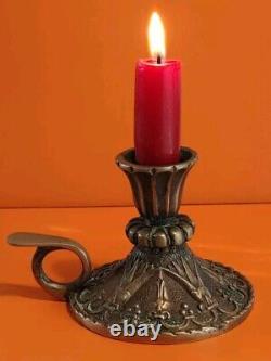 Max Le Verrier old bronze candle holder Signed, Art Deco