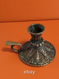 Max Le Verrier old bronze candle holder Signed, Art Deco