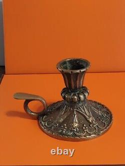 Max Le Verrier old bronze candle holder Signed, Art Deco