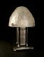 Morin & Degué Art Deco Lamp Iron Nickelé And Dome Glass Pressed Signed 1930