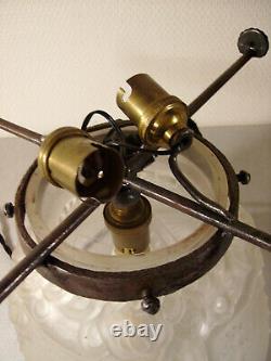 Muller Freres Signed Pressed Moulded Glass Art Deco Mushroom Lamp
