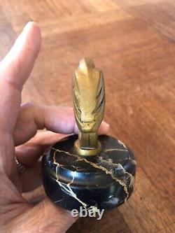 NICE SMALL BRONZE, MARBLE BASE STYLIZED BIRD signed BIZETTE, ART DECO