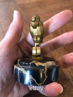 NICE SMALL BRONZE, MARBLE BASE STYLIZED BIRD signed BIZETTE, ART DECO