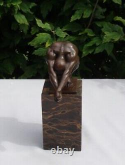 Naked Diver Statue Sculpture in Art Deco Style Art Nouveau Style Solid Bronze Signed