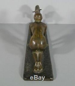 Naked Woman Bronze Sculpture Ancient Art Deco Signed Sylvestre Susse Foundry