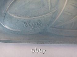 Nice Bluish Glass For Art Deco Applique Signed Degué