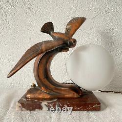 Night Lamp Art Deco Signed By Berjon Decor Of An Old Mouette 1920 30