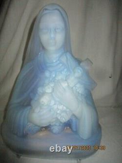 OLD ART DECO OPALESCENT GLASS NIGHT LIGHT signed ETLING - BUST OF St THERESE