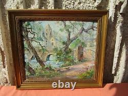 Oil On Brantome's Abbay Pannel Epoque 1930/50 By Roger Dubut
