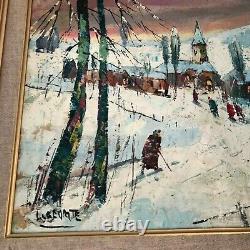 Oil On Roof Snow Landscape 20 Eme Century Good State Sign