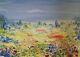 Oil Painting On Canvas Signed (jeanine Leumaire) Flowery Fields (20th-21st Century)
