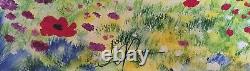 Oil painting on canvas signed (Jeanine Leumaire) flowery fields (20th-21st century)