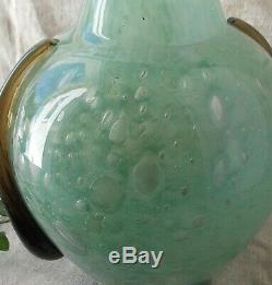 Old Art Deco Bubble Glass Vase Sign Schneider Year 20