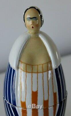 Old Candy Box Porcelain Art Deco Woman Signed Robj