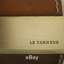 Old Lamp Le Tanneur Saddle Leather Signed Desk Lamp Tischlampe Design Adnet