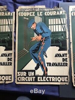 Old Poster Art Deco Ca. 1935 Turn Off Power Signed Uncommon Olivier