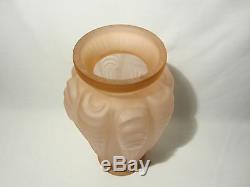 Old Rose Vase Sign Espaivet 1930 Art Deco Glass Vase Signed Old Rose