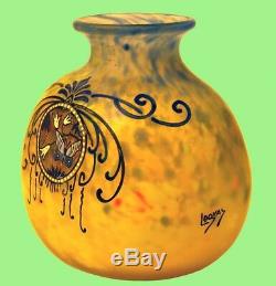 Old Vase Round Glass Paste Sign Legras Other Art Deco