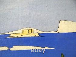 Old painting hst landscape fauve marine Art Deco Calanques Marseille Islands Signed
