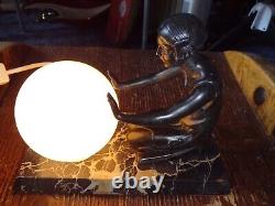 Old signed art deco lamp for women