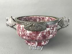 On The Art Deco Era Cup Ceramic Signed Moda With Mount In Metal