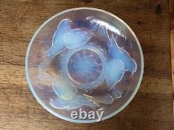 Opalescent glass fruit bowl with birds signed EZAN FRANCE art deco