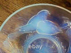 Opalescent glass fruit bowl with birds signed EZAN FRANCE art deco