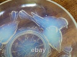 Opalescent glass fruit bowl with birds signed EZAN FRANCE art deco