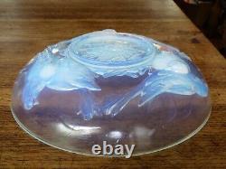 Opalescent glass fruit bowl with birds signed EZAN FRANCE art deco