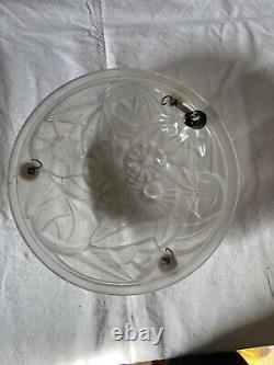 Original Art Deco frosted glass signed Degué Diameter 35 cm
