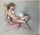 Original Drawing Nude Female Pastel Large Format Albert Genta P. 6