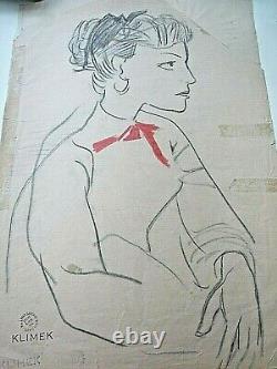 Original Drawing by Klimek, French Painter of Hungarian Origin