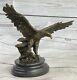 Original Signed Vienna Bronze Eagle Sculpture Austria Art Deco Marble Figurine