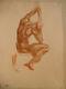 Original Watercolor Drawing Luc Lafnet (1899-1939) Study Of Male Nude Ll3