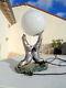 Otarie Lamp By Carvin Regulates Silver On Marble Art Deco Period Signed Superb