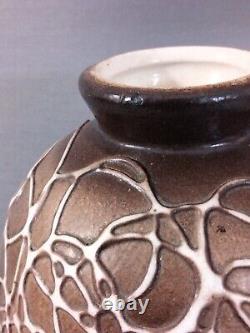 Ovoid ceramic vase by Louis Dage in Art Deco style signed underneath, spaghetti decoration