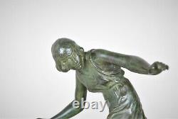 P Le Faguays, Femme À La Balle, Bronze Signed, Art Deco, Xxth Century