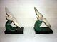 Pair Of Art Deco Seagull Bookends In Regule Signed Melo